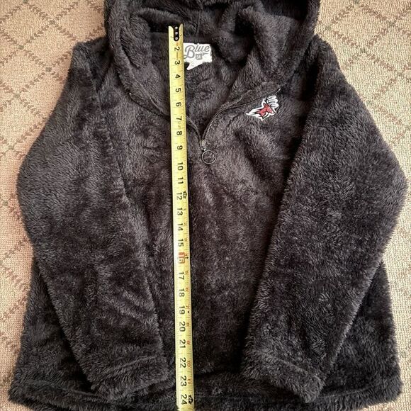 Blue 84 Fairfield Stags gray hooded teddy bear fleece 1/4 zip pullover L - Picture 4 of 10